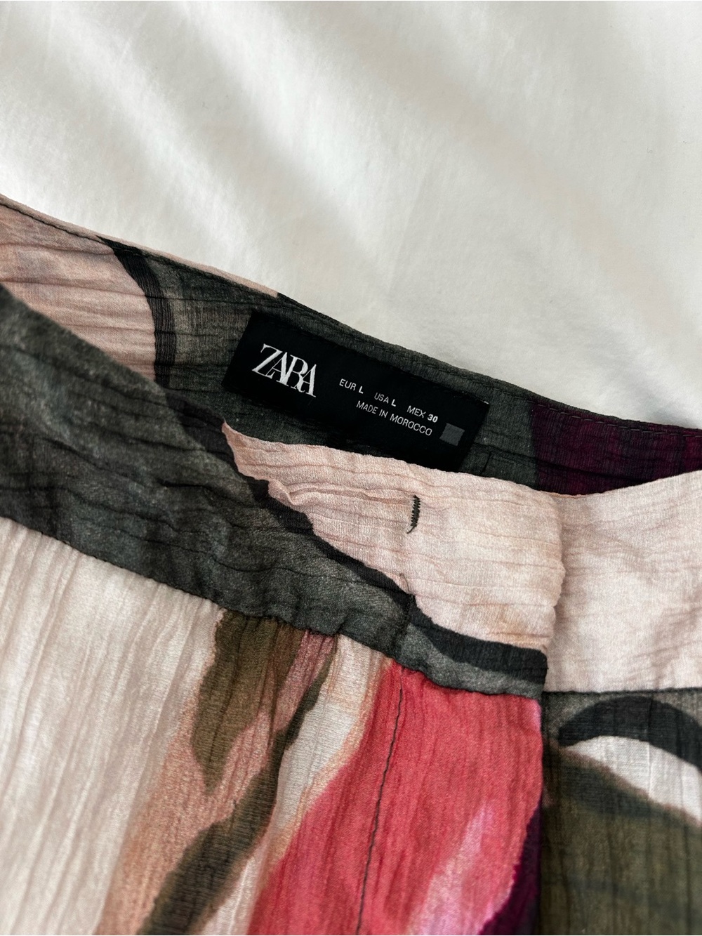 Zara Printed  Wide-Leg Abstract light summer pants - Picture 2 of 3